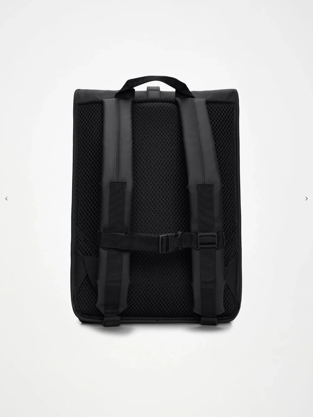 Rains Black Roll-Top Backpack with Front Zip